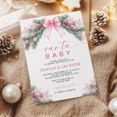 Pink Bow Noël Père Noël Baby shower Invitation
