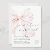 Pink Bow Onederday Invitation d'anniversaire (Devant)
