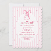 Pink Bow Our Little Sweetheart Birthday Invitation (Devant)