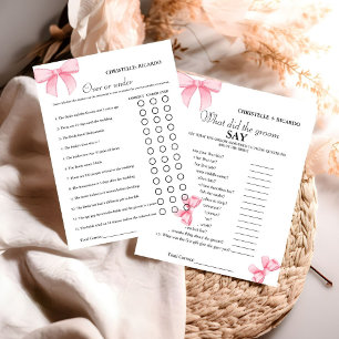 Pink Bow Over of onder vrijgezellenfeest spel Kaar Aankondiging
