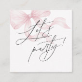 Pink Bow Party Invitation Enclosure Card (Devant)