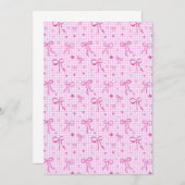 Pink Bow Party Invitation Kaart (Voorkant / Achterkant)