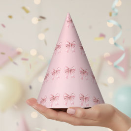 Pink Bow Pattern Birthday Party Hats Feesthoedjes