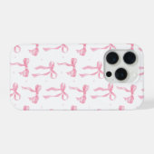 Pink Bow Phone Case – Chic Black & Blush Pattern (Verso Horizontal)