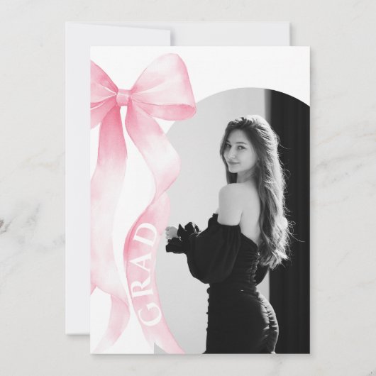 Pink Bow Photo 2025 Graduation Invitation (Dos)