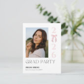 Pink Bow Photo Grad Party Graduation Invitation (Debout devant)