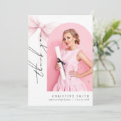 Pink Bow Photo Graduation Arch Carte de remercieme (Debout devant)