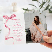 Pink Bow Photo Sweet 16 Anniversaire Invitation