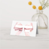 Pink Bow Place Cards | Elegant Folded (Voorkant)