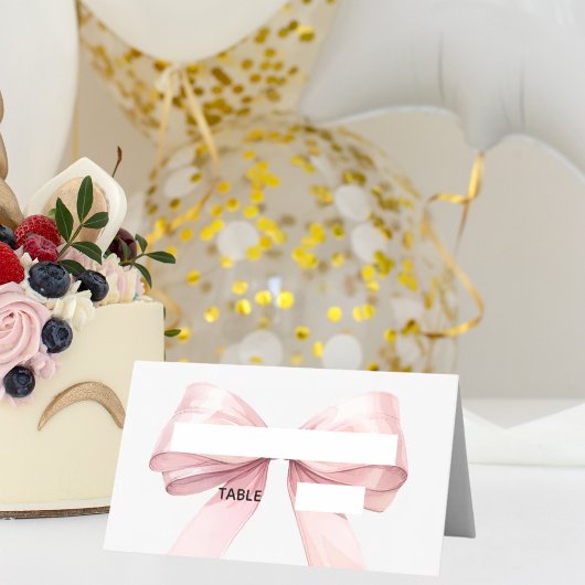 Pink Bow Place Cards | Elegant Folded