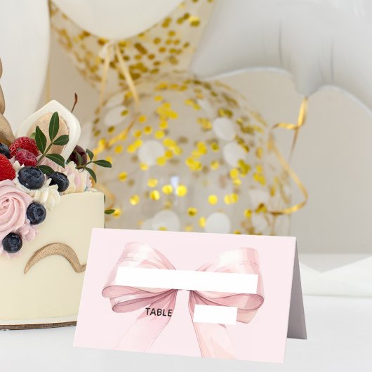Pink Bow Place Cards | Elegant Folded