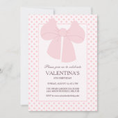Pink bow pois filles invitation anniversaire (Devant)