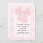 Pink bow pois filles invitation anniversaire (Devant / Derrière)
