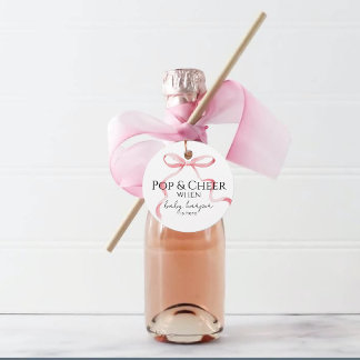 Pink Bow Pop And Cheer  Bedankjes Labels