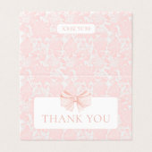 Pink bow preppy bébé fille douche merci cartes (Outside Unfolded)