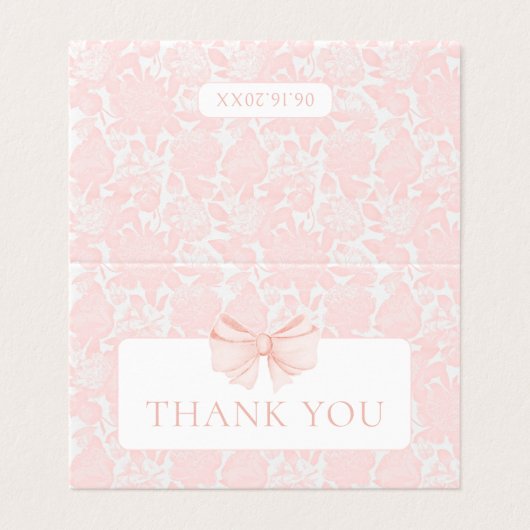 Pink bow preppy bébé fille douche merci cartes (Outside Unfolded)