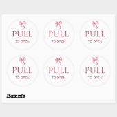 Pink Bow Pull to Open Door Sign Ronde Sticker (Vel)