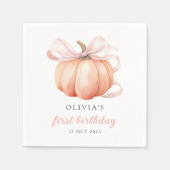 Pink Bow Pumpkin 1e verjaardag Servet (Voorkant)