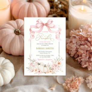Pink Bow Pumpkin Baby shower Girl Invitation Kaart