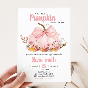 Pink Bow Pumpkin Baby shower Kaart