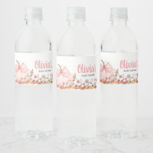 Pink Bow Pumpkin Baby shower Waterfles Etiket