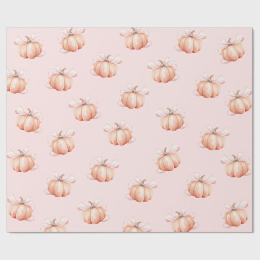 Pink Bow Pumpkin Coquette Cadeaupapier (Vlak)