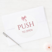 Pink Bow Push to Open Door Sign Ronde Sticker (Envelop)