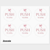 Pink Bow Push to Open Door Sign Ronde Sticker (Vel)