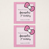 Pink Bow, rayures, 1ère fête d'anniversaire (Devant & derrière)