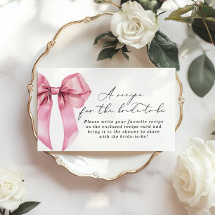 Pink Bow Recept card insert Ze is het binden van d Informatiekaartje