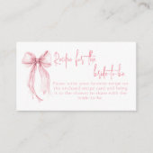 Pink Bow Recipe For The Bride-to-be Request Informatiekaartje (Voorkant)