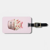 Pink Bow Red Hearts Cupcake   Bagagelabel (Voorkant horizontaal)