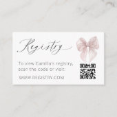 Pink Bow Registry QR-code Informatiekaartje (Voorkant)