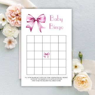 Pink Bow Ribbon Baby Bingo spel