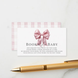 Pink Bow Ribbon Girl Baby shower Boeken Verzoek Informatiekaartje