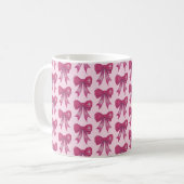 Pink Bow Ribbon Love Motif Valentine Coffee Mug (Devant gauche)