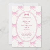 Pink bow ribbon wedding kaart (Voorkant)