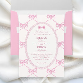 Pink bow ribbon wedding  kaart