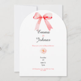 pink bow rose chic wedding invitation kaart