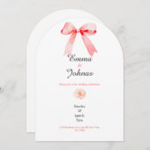 pink bow rose chic wedding invitation kaart (Voorkant / Achterkant)