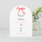 pink bow rose chic wedding invitation kaart (Staand voorkant)