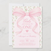 Pink Bow Rose Girls Just Wanna Be One 1st Birthday Kaart (Voorkant)