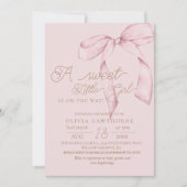 Pink Bow Script Baby Shower Invitation (Devant)