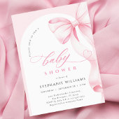 Pink Bow Script Baby Shower Invitation