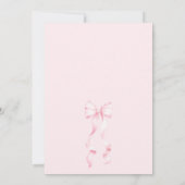 Pink Bow Script Baby Shower Invitation Kaart (Achterkant)