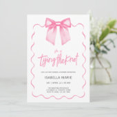 Pink Bow Script nuptiale douche Invitation (Debout devant)