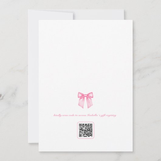 Pink Bow Script nuptiale douche Invitation (Dos)