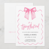 Pink Bow Script nuptiale douche Invitation (Devant / Derrière)