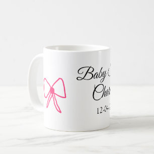 PINK BOW SIMPLE BABY SHOWER NAAM TOEVOEGEN DATUM M KOFFIEMOK