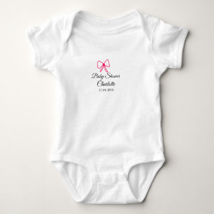 PINK BOW SIMPLE BABY SHOWER NAAM TOEVOEGEN DATUM M ROMPER